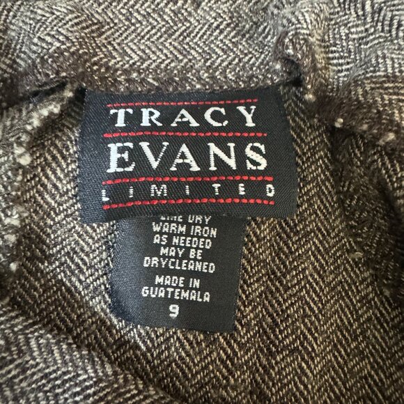 Tracy Evans Brown Herringbone Skirt With Lace Trim & Button Details Size 9 - Picture 7 of 7